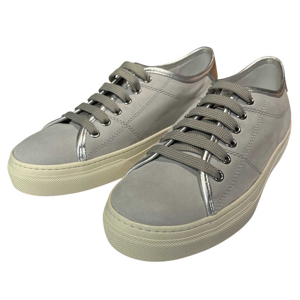 Tod's Made in Italy Gray Leather Metallic Silver Trim Shoes ITA 38.5 US 8.5 EUC